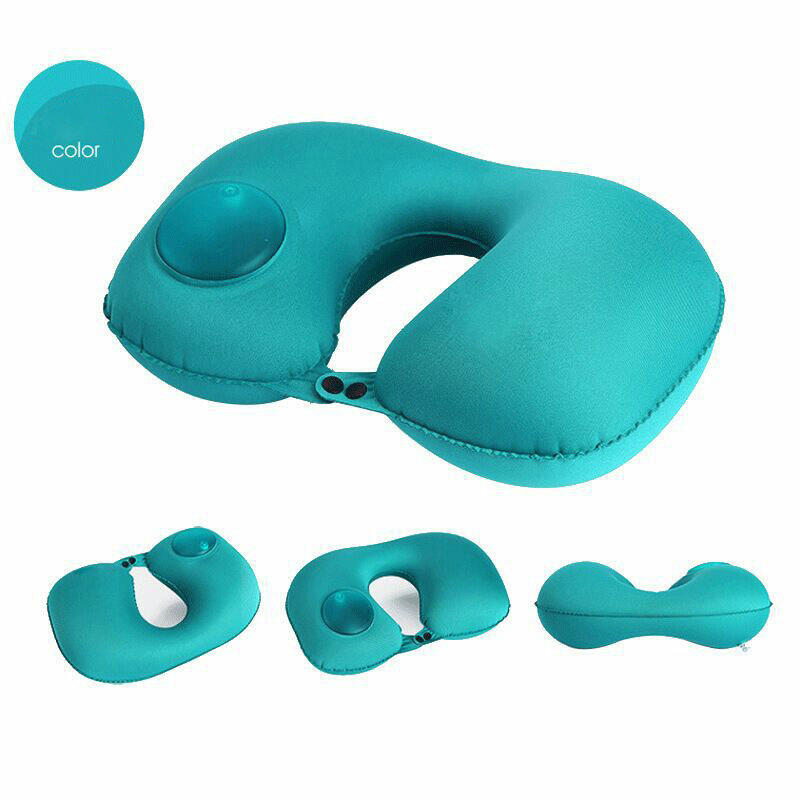 

Portable U Shaped Inflatable Travel Pillow, Purple;cyan;light grey, 476429