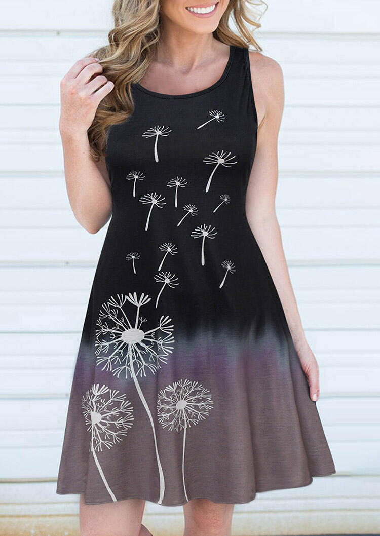 

Dandelion Gradient O-Neck Mini Dress - Black, 476432