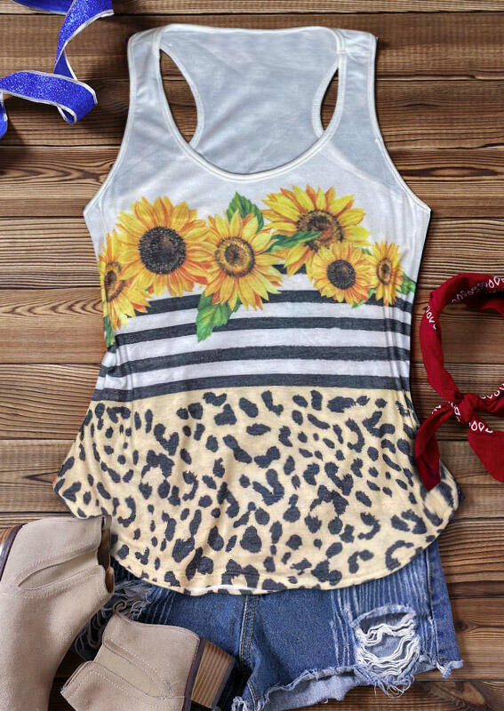 

Sunflower Leopard Striped Splicing Tank, Multicolor, 476502