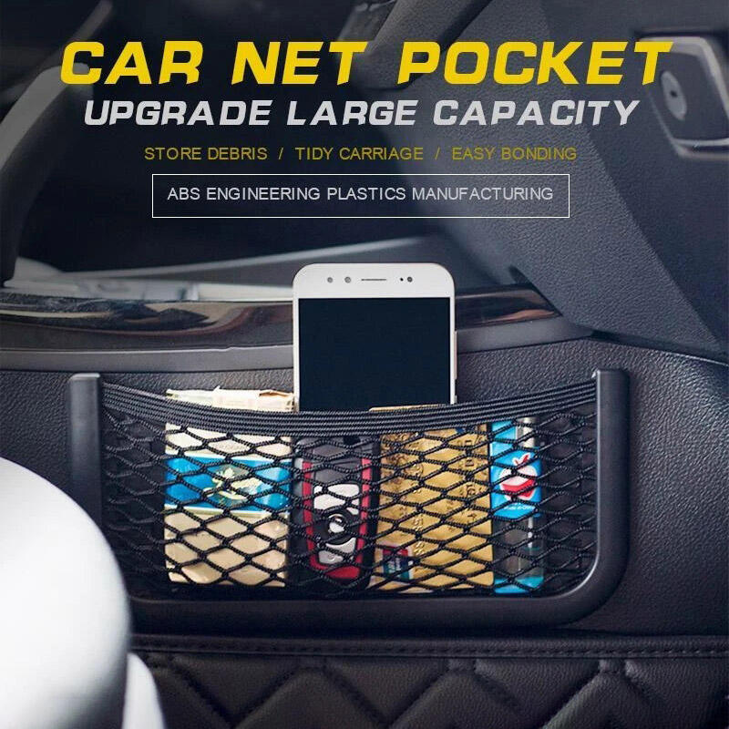 

Home Decor Universal Car Storage Organizer Net Pocket in Black. Size