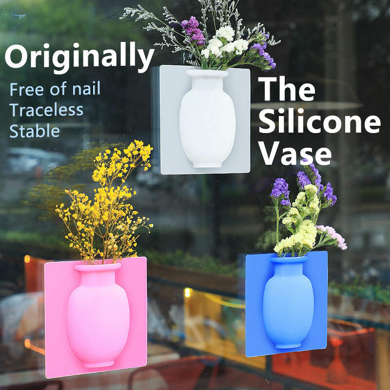 

Home Decor Removable Silicone Flower Vase Decoration in White,Sky Blue. Size