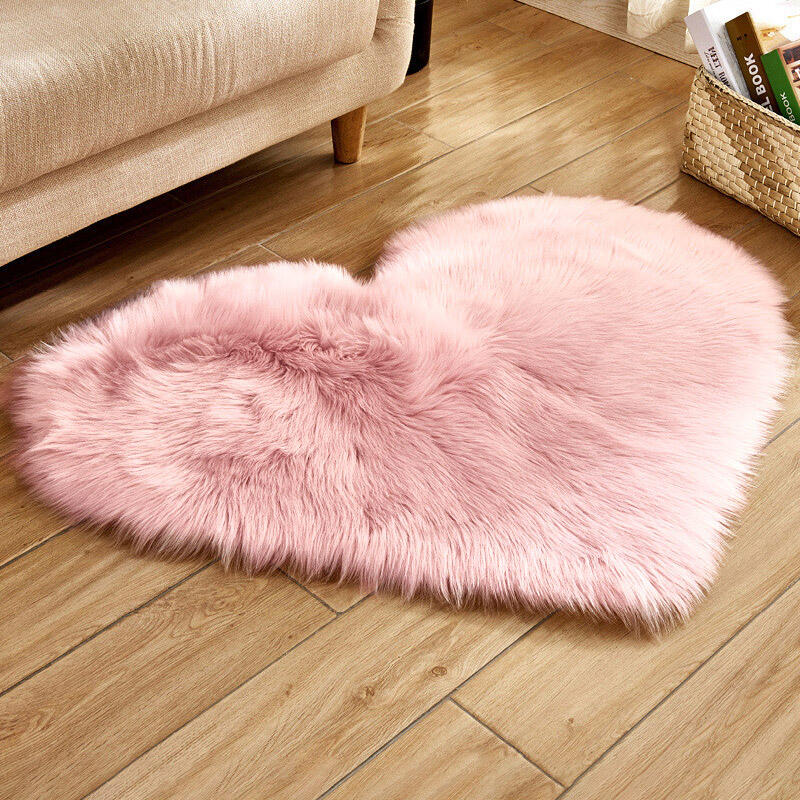 

Love Heart Soft Faux Plush Carpet Rug, White;light yellow;lightpink, 476540