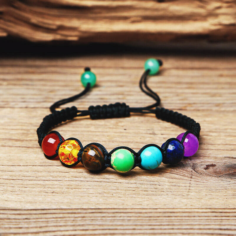 

Natural Stone Colorful Beads Chakra Bracelet, Multicolor, 476561