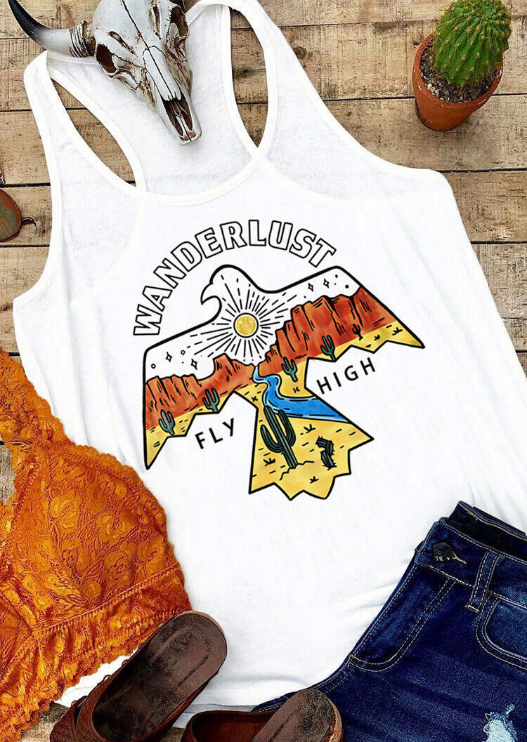 

Tank Tops Wanderlust Fly High Cactus Thunderbird Tank in White. Size