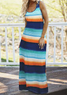 Colorful Striped Sleeveless Maxi Dress