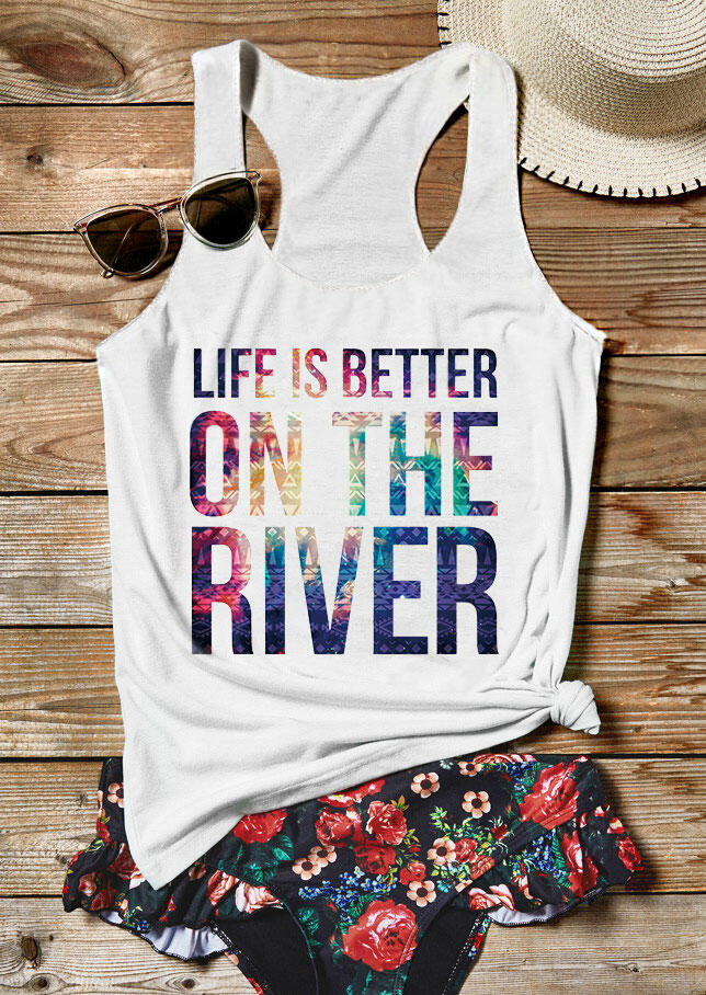 

Life Is Better On The River Casual Tank - White, 476292