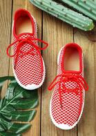 Mesh Round Toe Lace Up Sneakers