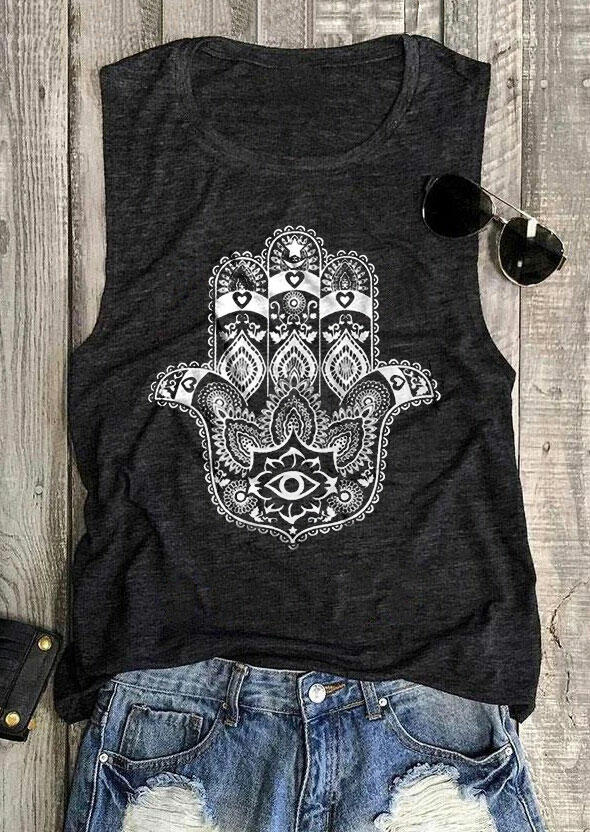 

Hamsa O-Neck Tank - Dark Grey, 476922