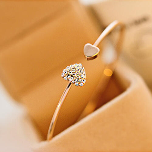 

Fashion Rhinestone Love Heart Bracelet, Gold;silver, 476946