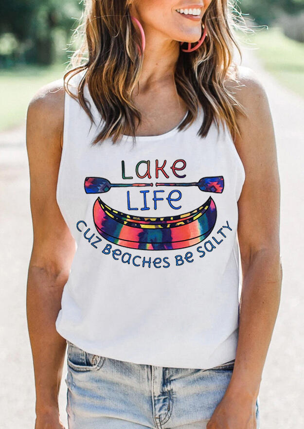 

Lake Life Cuz Beaches Be Salty Tank - White, 476857