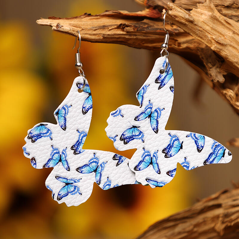 

Earrings Butterfly Dual-Sided PU Leather Earrings in Black. Size