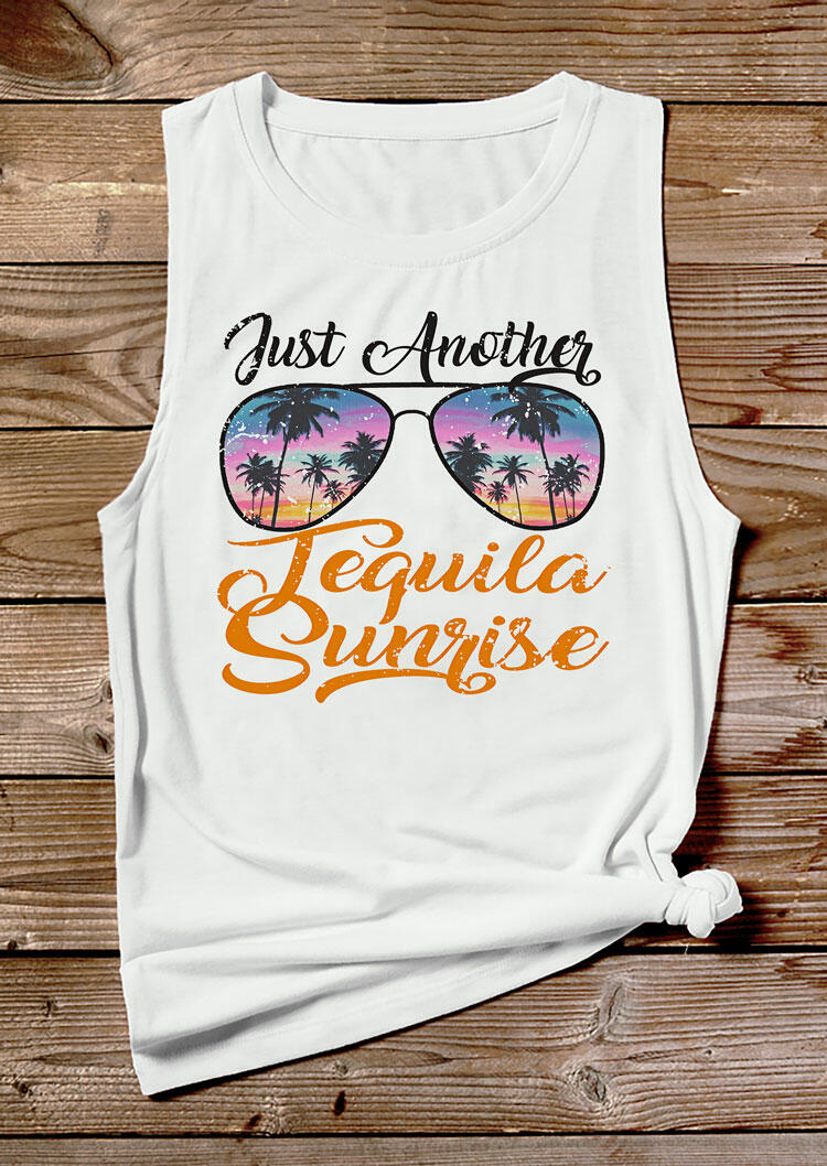 Tank Tops Just Another Tequila Sunrise Glasses Tank in White. Size: S,M,L,XL