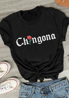Chingona Floral O-Neck T-Shirt