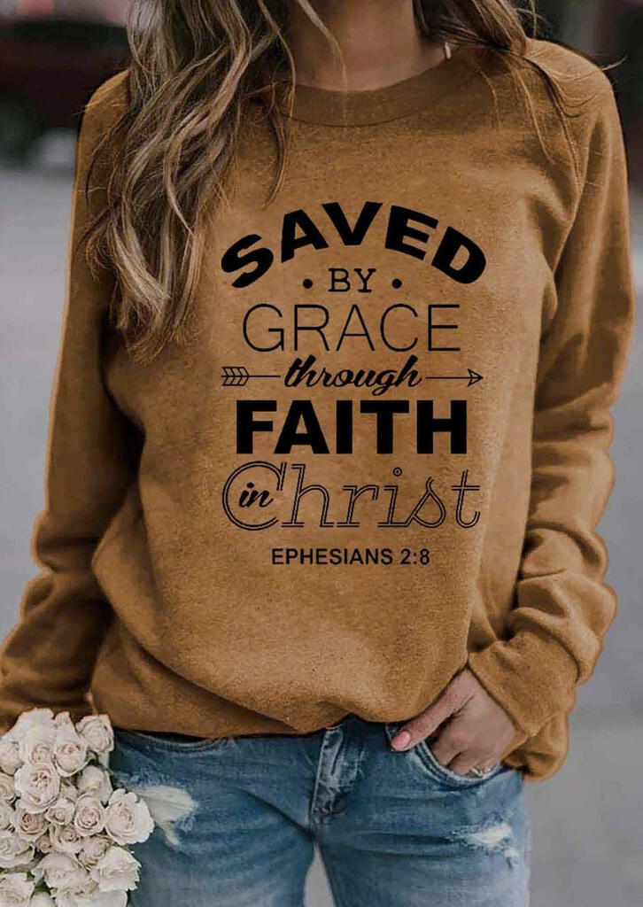 

Saved By Grace Through Faith Arrow Sweatshirt - Yellow, 477065