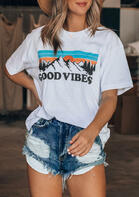 Good Vibes Mountain Striped T-Shirt