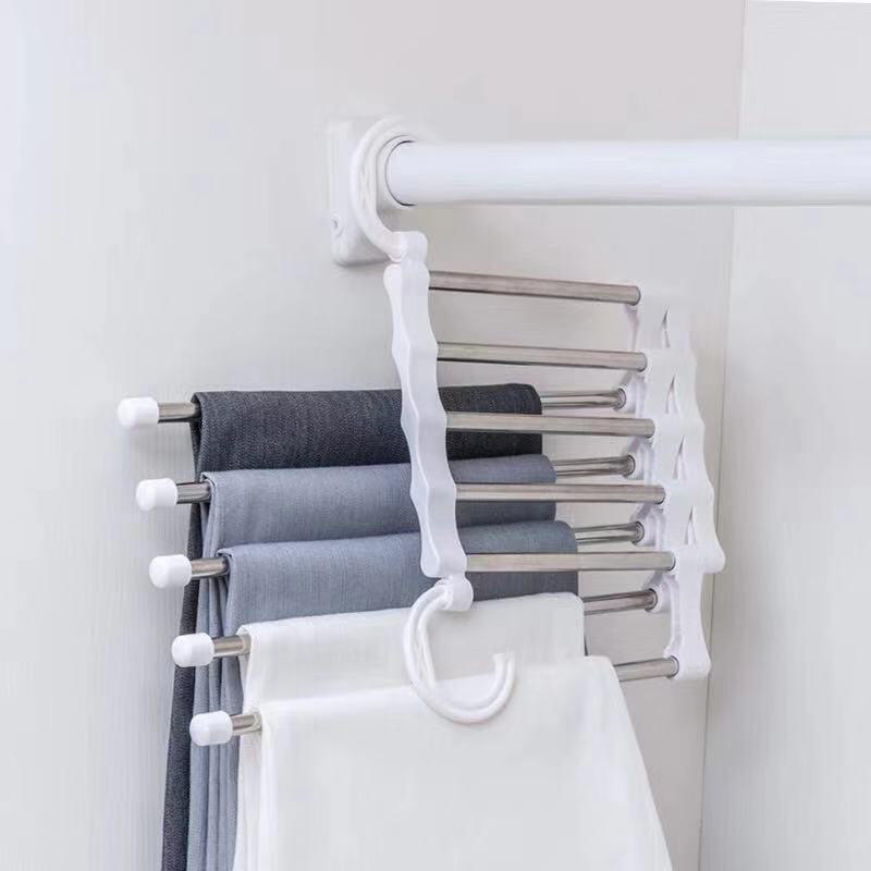 

Home Decor Multifunctional Adjustable Stainless Steel Multi-Layer Clothing Hanger in Black. Size