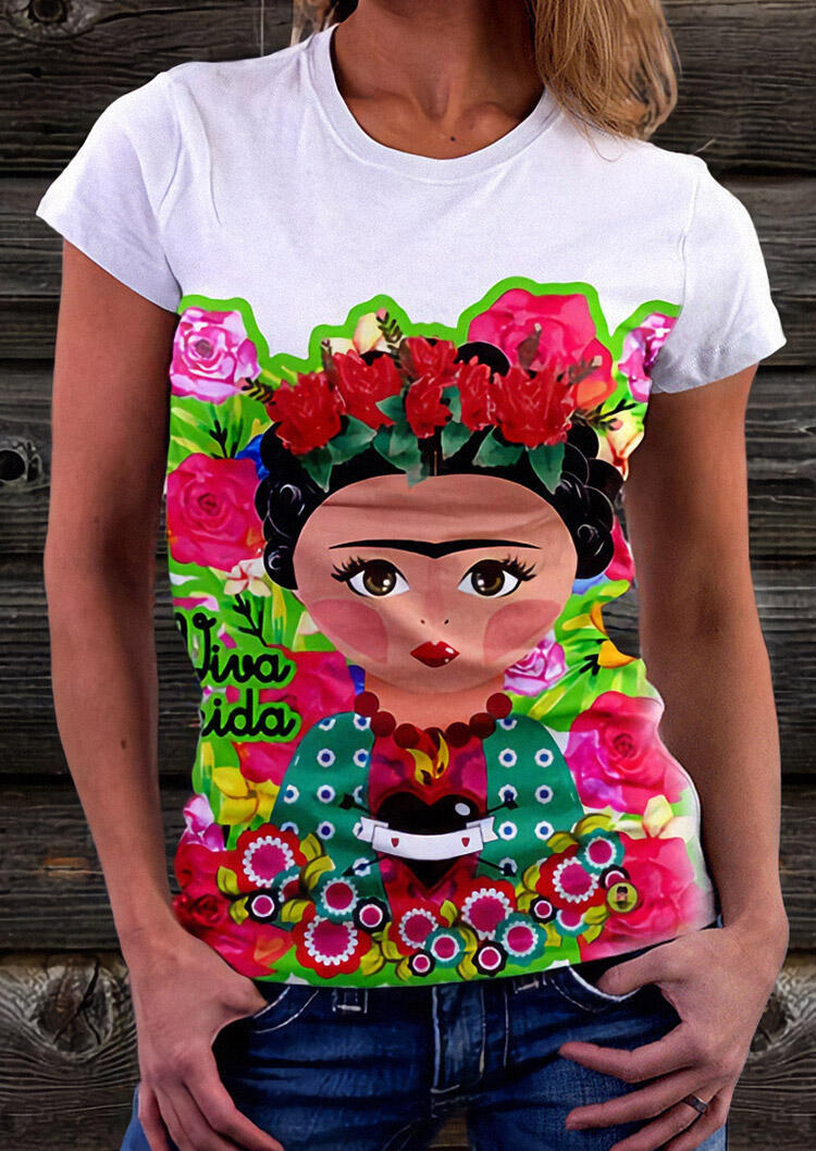 

Tees T-shirts Presale - Frida Kahlo Rose Arrow Heart Polka Dot T-Shirt Tee in White. Size: S,M,,XL
