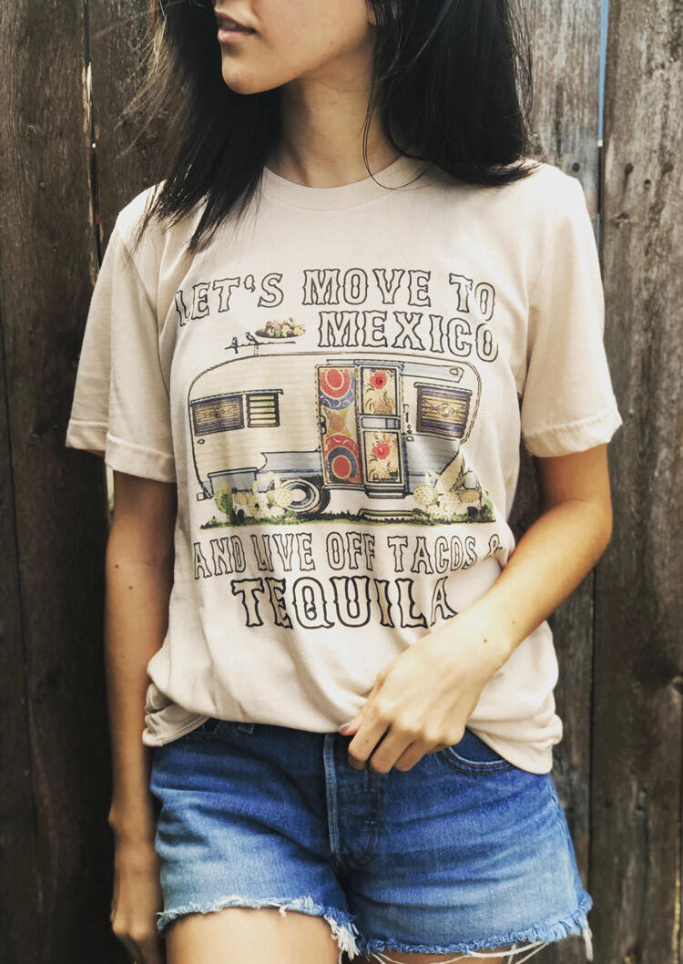 

Tees T-shirts Presale - Move To Mexico And Live Off Tacos & Tequila T-Shirt Tee - Light Yellow. Size: S,M,,XL