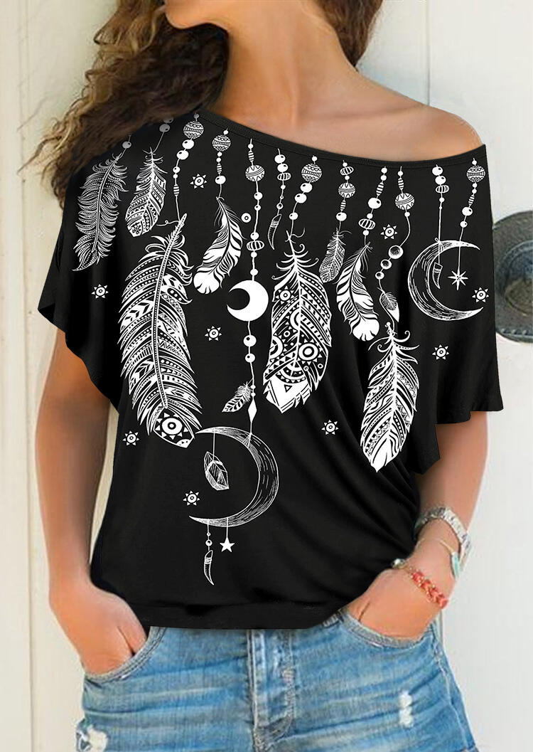 

Blouses Presale - Feathers Moon Star Blouse - Black. Size: S,M,,XL