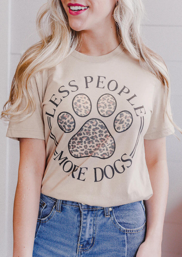 

Tees T-shirts Leopard Dog Paw T-Shirt Tee in Khaki. Size