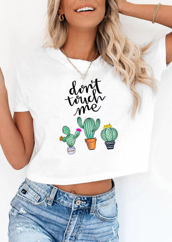 

Don't Touch Me Cactus T-Shirt Tee without Necklace - White, 477248