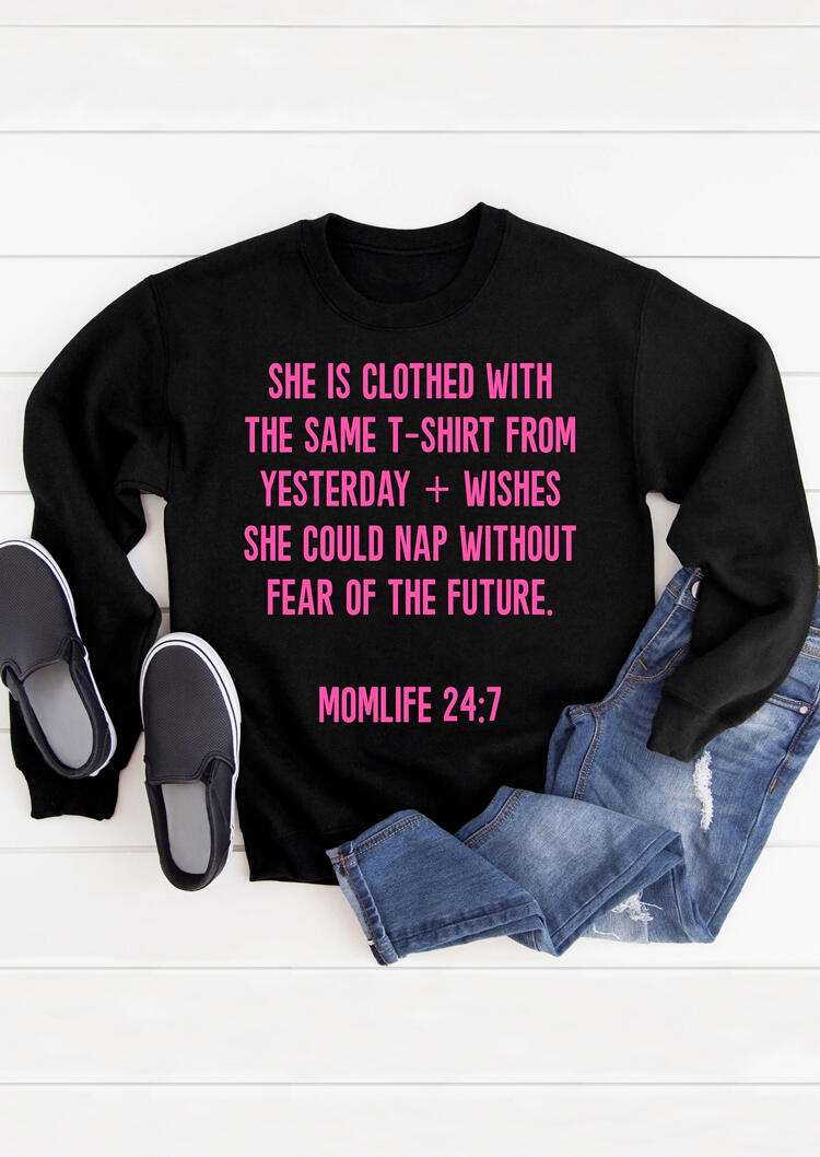 

Sweatshirts Mom Life Letter O-Neck Sweatshirt in Black. Size: ,M,L