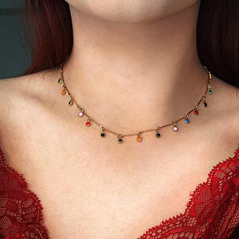 

Necklaces Bohemian Colorful Sunflower Necklace in Gold. Size