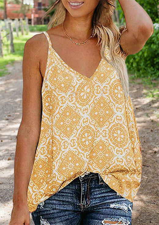 

Geometric Printed Camisole without Necklace - Yellow, 444642
