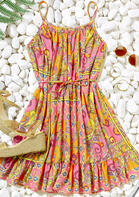 Paisley Floral Ruffled Mini Dress