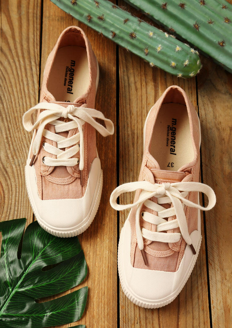 

Sneakers Lace Up Flat Sneakers in Pink. Size