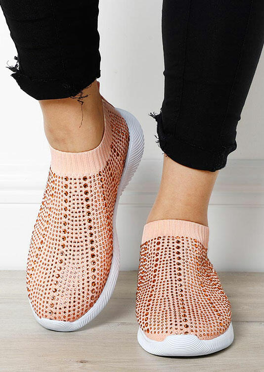 

Rhinestone Glitter Slip On Flat Sneaker, Pink, 477461