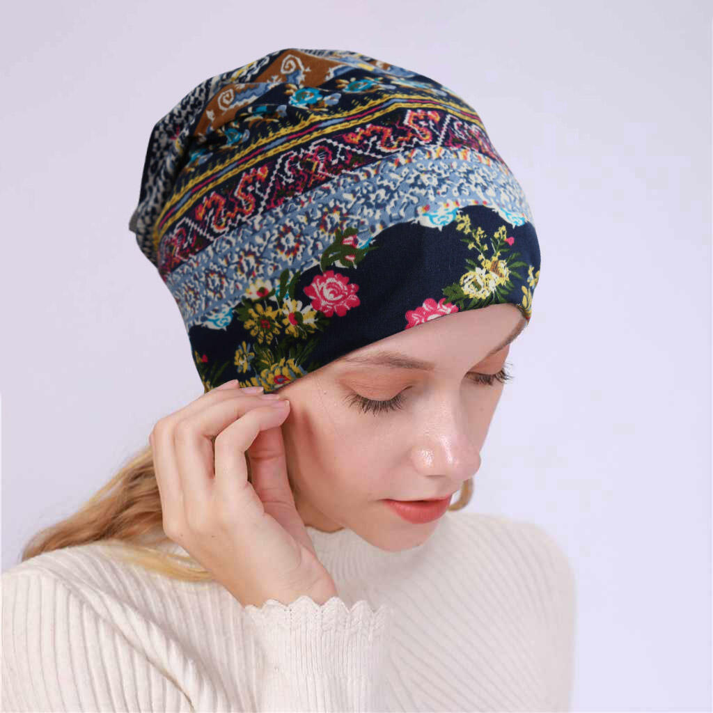 

Multi-Functional Vintage Geometric Floral Scarf Hat, Blue;coffee, 477561