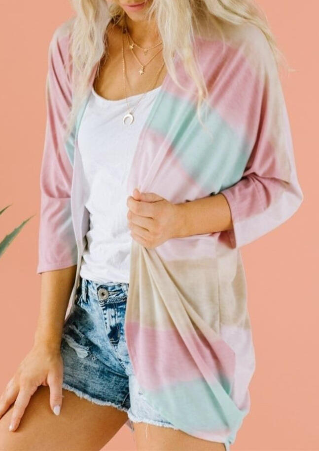 

Tie Dye Striped Cardigan, Multicolor, 477664