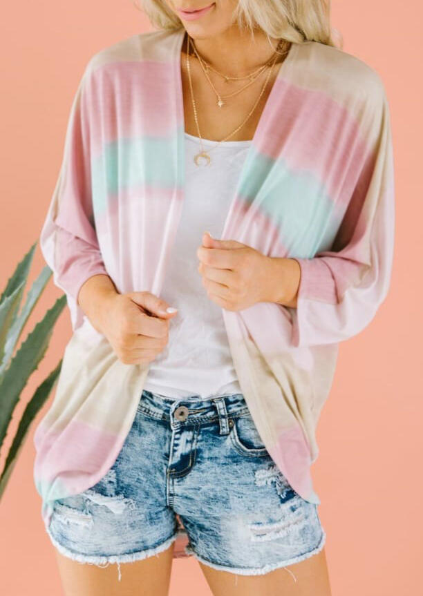 

Cardigans Tie Dye Striped Cardigan in Multicolor. Size
