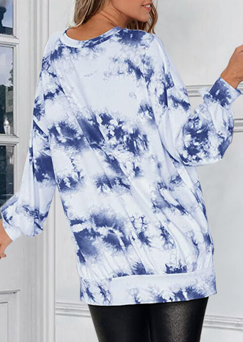 

Sweatshirts Tie Dye Gradient Slit O-Neck Sweatshirt in Multicolor. Size