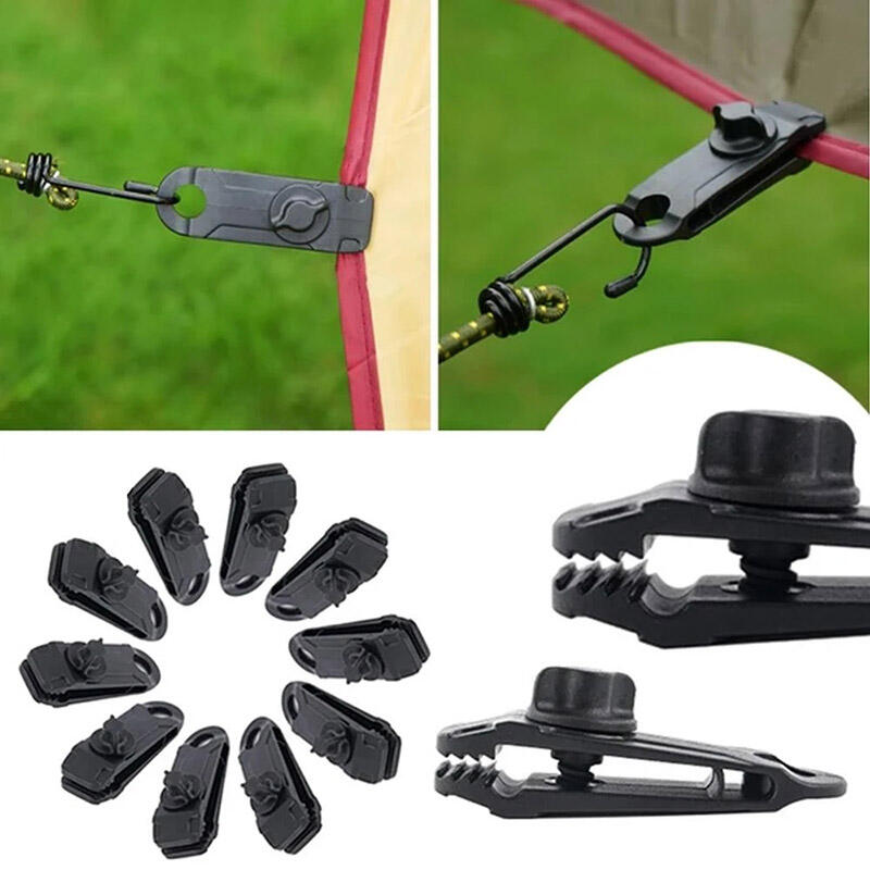 

10Pcs Outdoors Camping Tarp Clips, Black, 477647