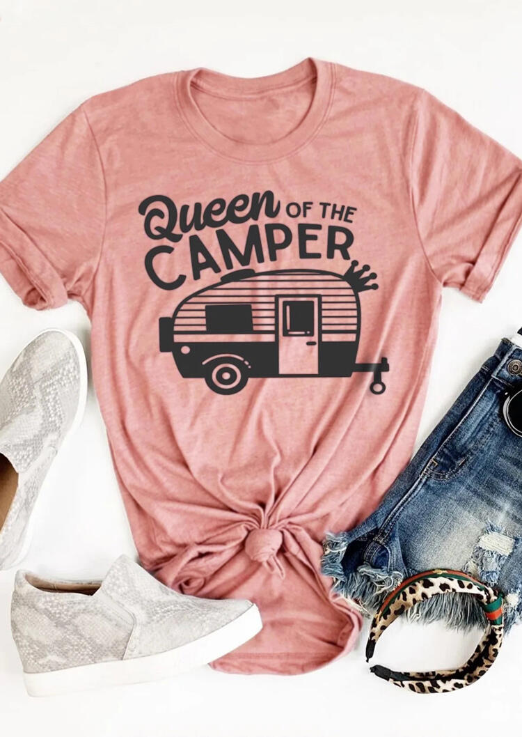 

T-shirts Tees Queen Of The Camper T-Shirt Tee in Pink. Size: ,M,L,XL