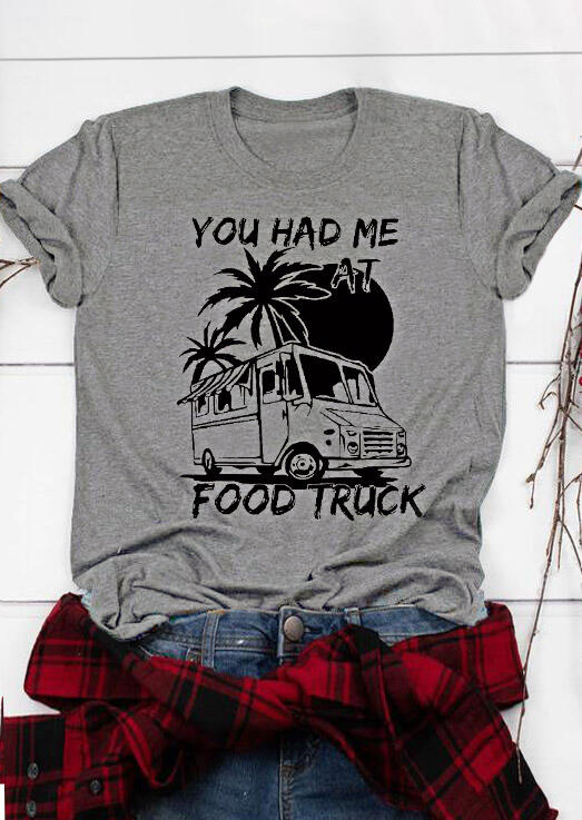 

You Had Me At Food Truck Sun Tree T-Shirt Tee - Gray, 477758