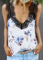 Lace Splicing Floral Tank