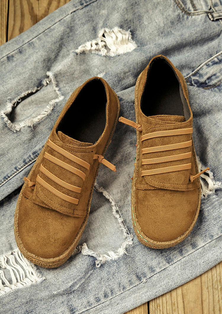 

Vintage Slip On Round Toe Flat Sneakers, Light brown, 477855