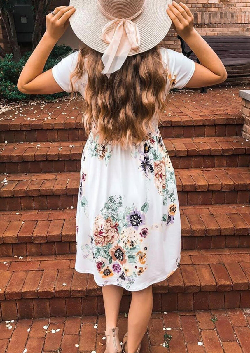 

Casual Dresses Presale - Floral Pocket Casual Dress - White. Size: S,M,,XL