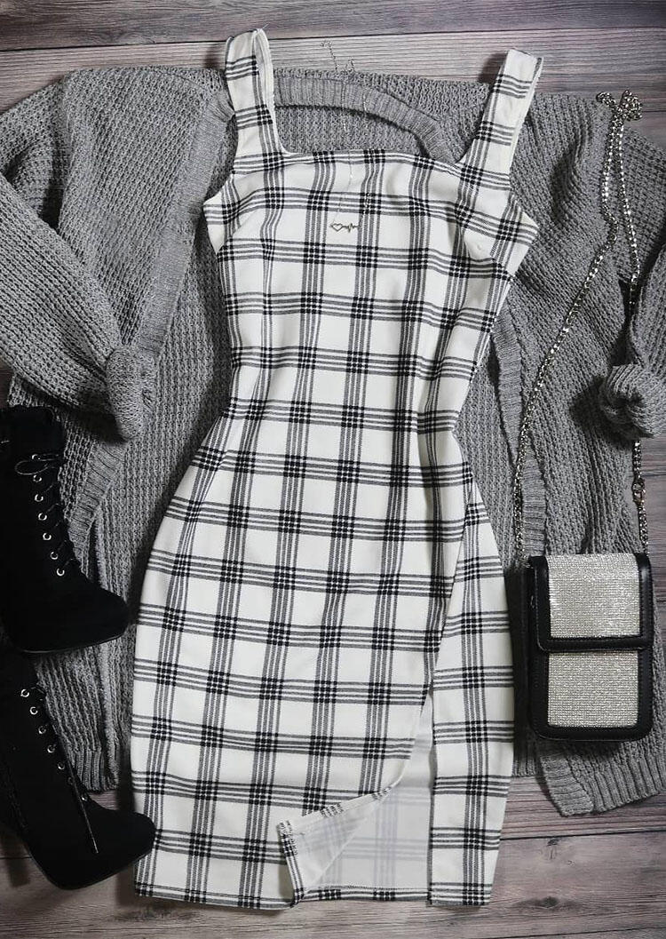 

Bodycon Dresses Presale - Plaid Slit Bodycon Dress without Necklace. Size: S,M,,XL
