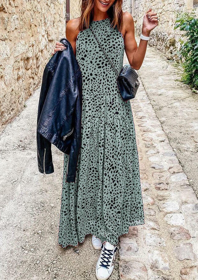

Maxi Dresses Leopard Zipper Halter Maxi Dress in Leopard. Size: ,L