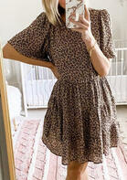 Leopard Ruffled Flare Sleeve Mini Dress