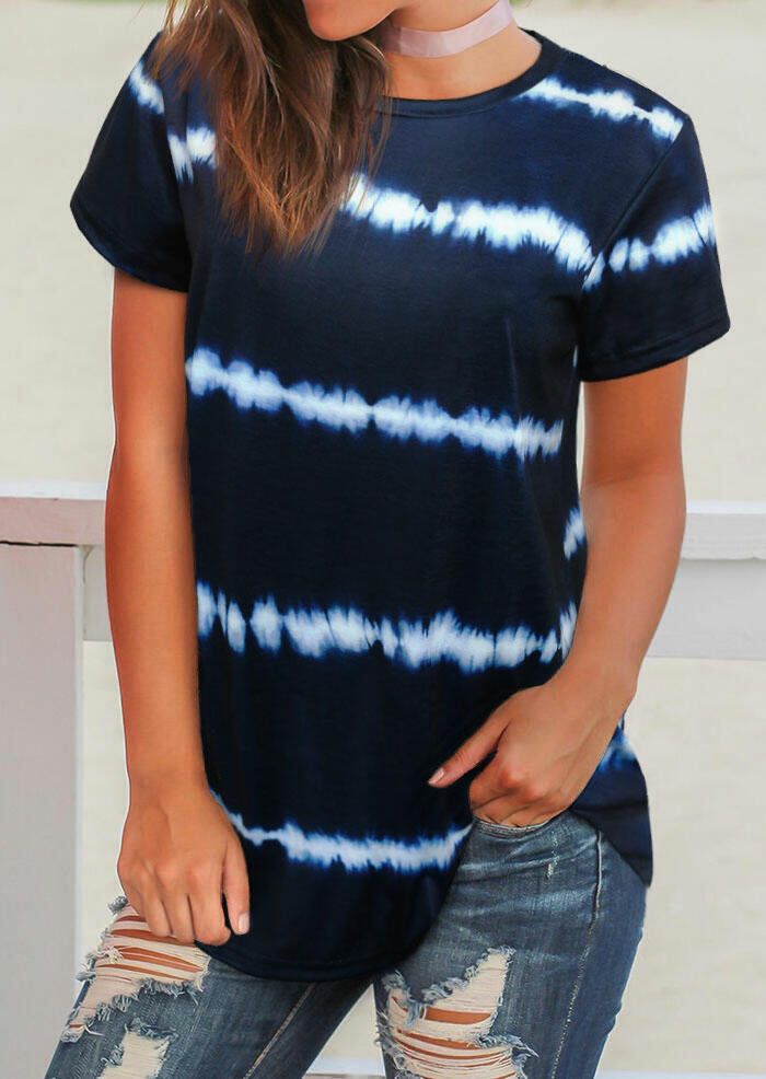

Tees T-shirts Tie Dye Striped T-Shirt Tee in Navy Blue. Size