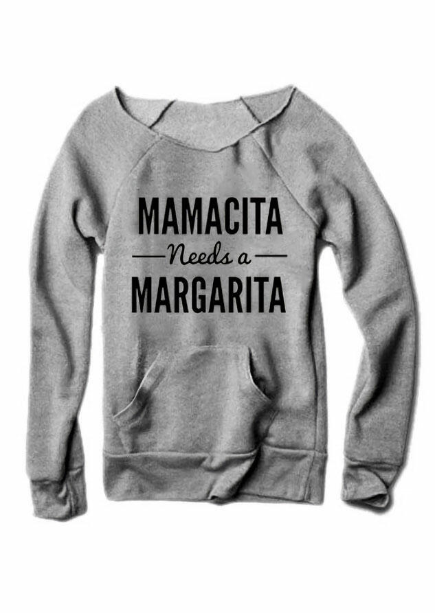 

Sweatshirts Mamacita Needs A Margarita Kangaroo Pocket Sweatshirt in Gray. Size