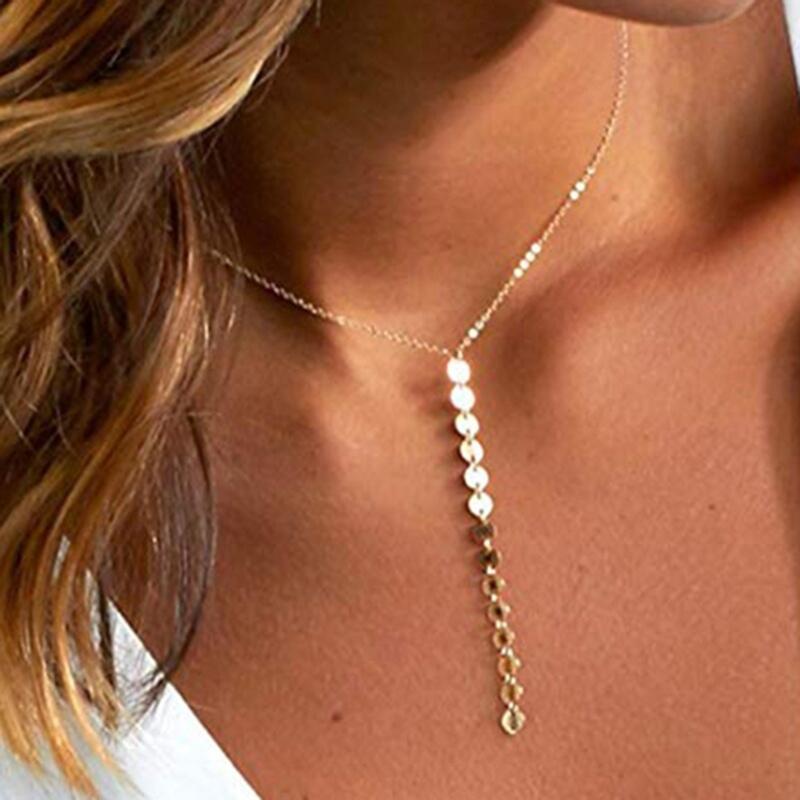 

Y-Shaped Chain Pendant Necklace, Gold;silver, 478196