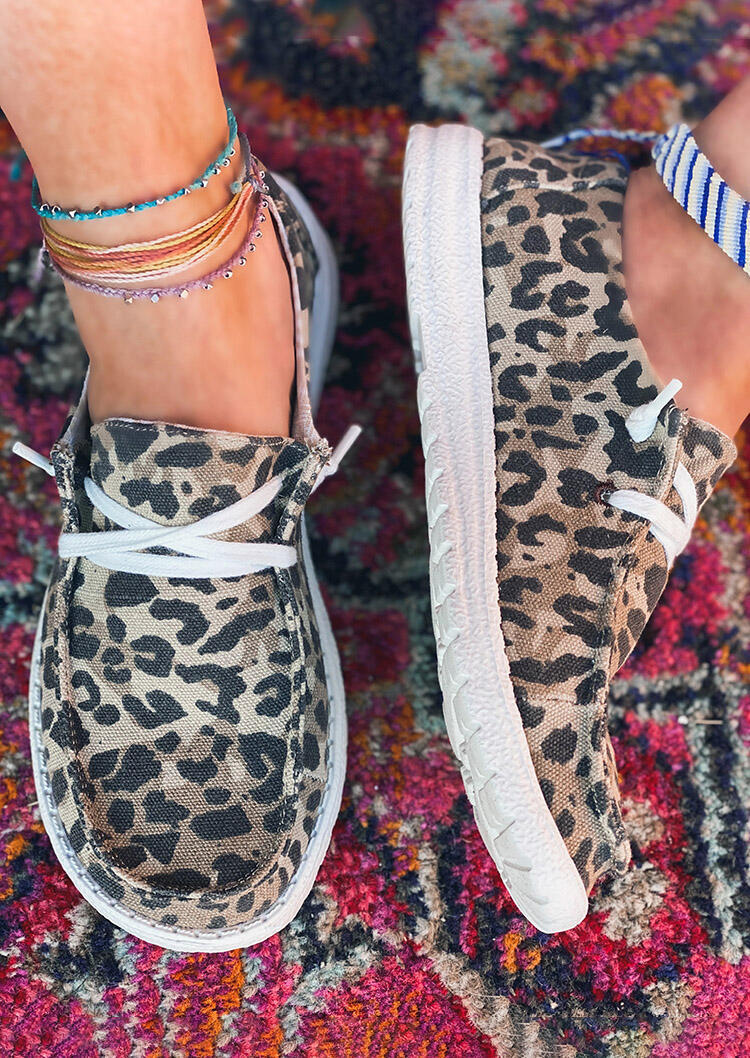 leopard lace up flats