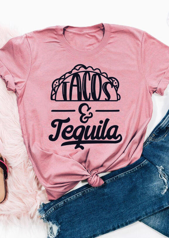 

Tees T-shirts Tacos & Tequila T-Shirt Tee in Pink. Size