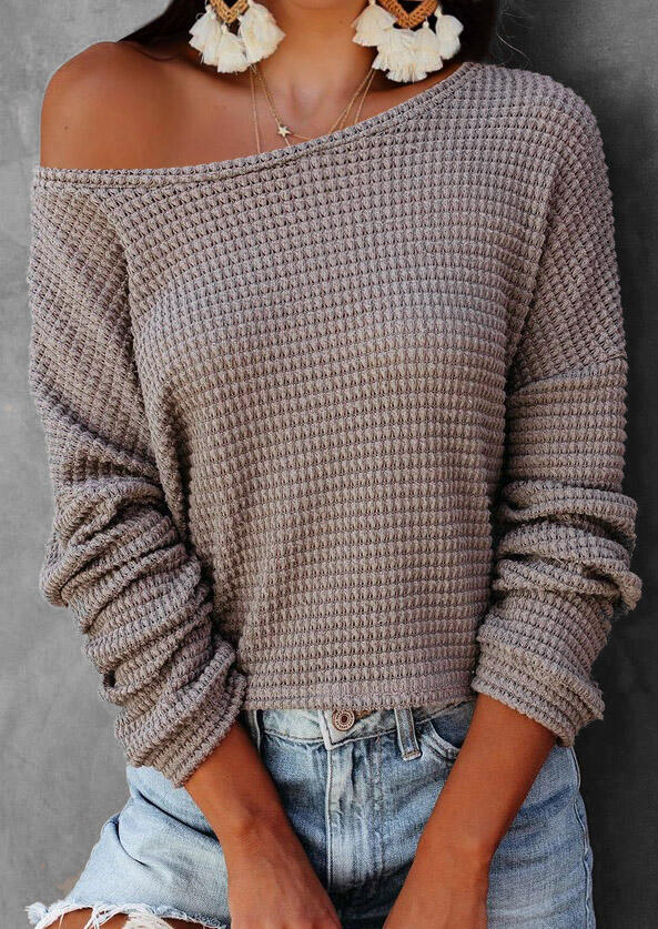 

Blouses Long Sleeve O-Neck Blouse in Dark Grey. Size
